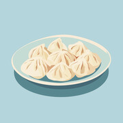 小笼包点心插画图片