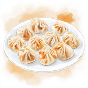 小笼包美食插画图片