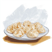 美味小笼包美食插画