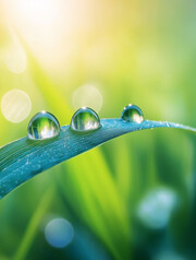绿草水滴特写图片