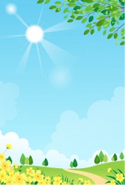 春天迎春花开生机盎然大自然卡通插画设计
