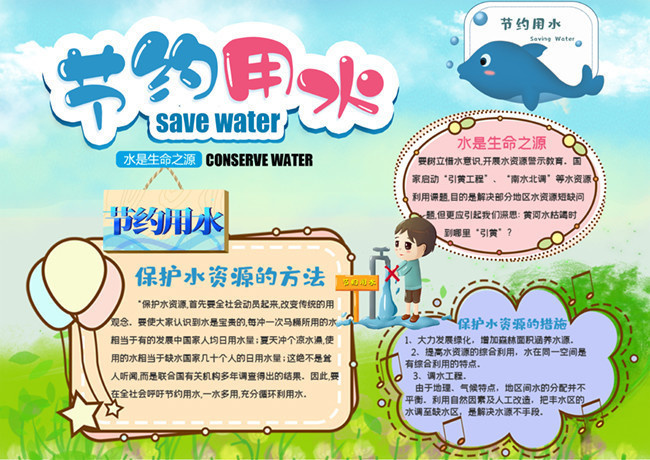 节约用水主题手抄报模板图片