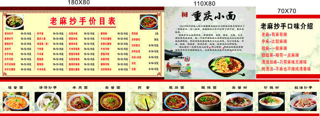 重庆小面菜牌图片