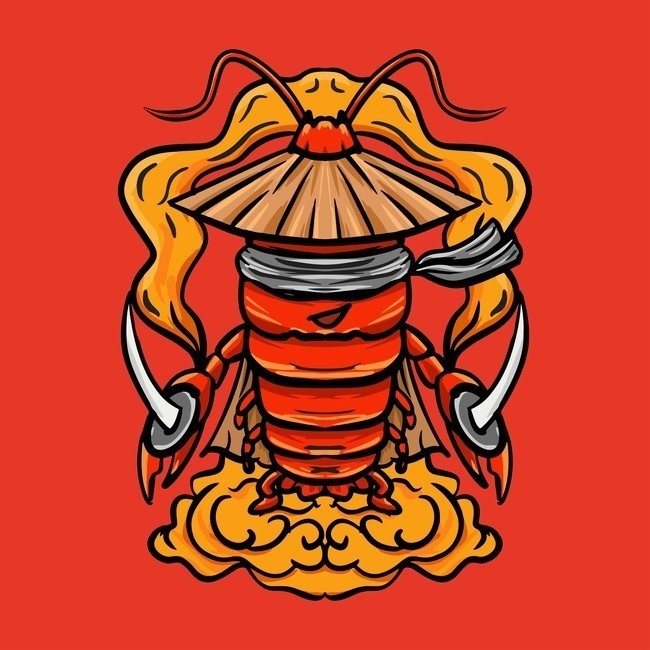 手绘国潮小龙虾