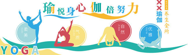 瑜伽养生会所文化墙展板