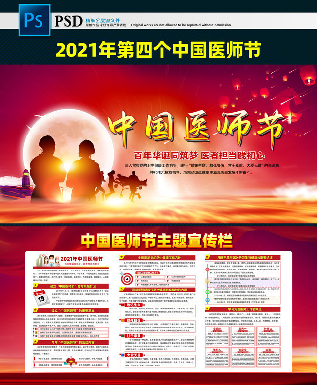 2021年中国医师节主题宣传栏图片