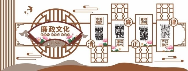 新中式廉政文化墙展板