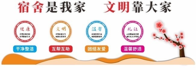 文明宿舍背景墙展板设计