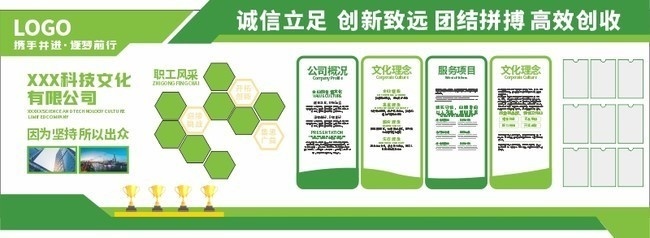 绿色企业文化墙背景墙