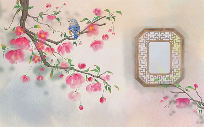 花鸟工笔背景装饰图片素材