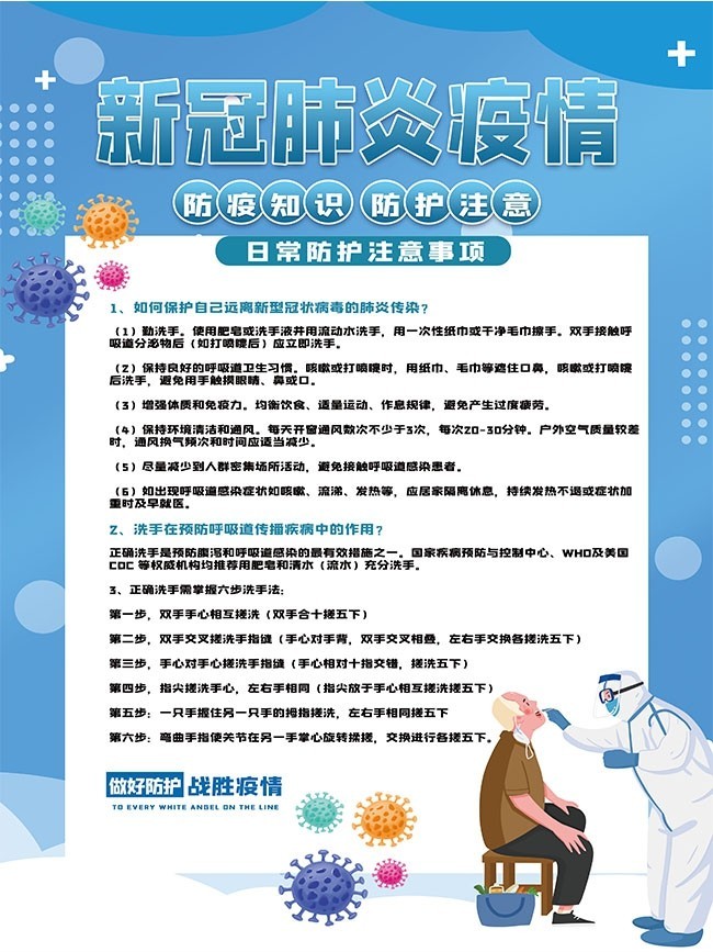 蓝色新冠肺炎疫情防控海报