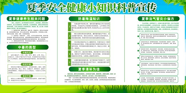 夏季安全健康小知识展板