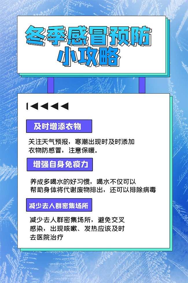 冬季感冒预防小攻略海报