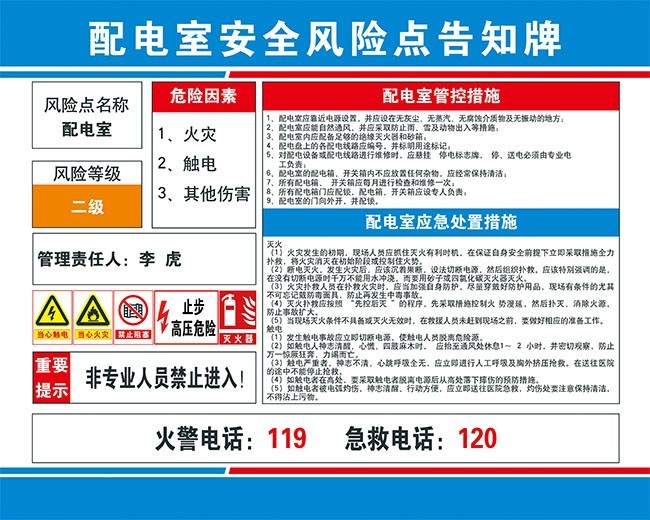 配电室有电危险风险点告知牌图片素材