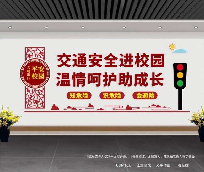 校园交通安全标语墙图片