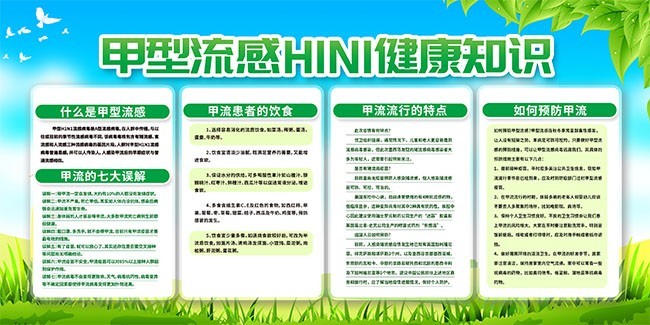 甲型流感H1N1健康宣传栏图片素材