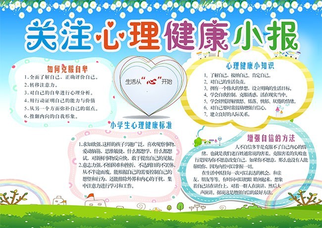 卡通清新心理健康电子小报