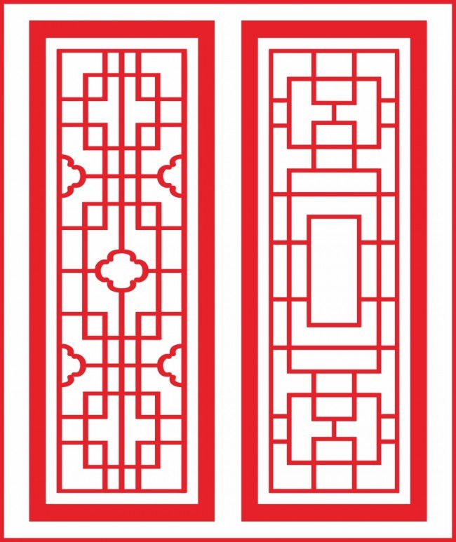 中式屏风图案素材下载