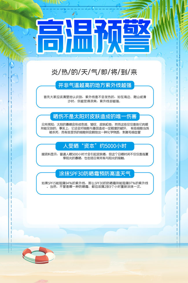 夏季高温预警海报图片