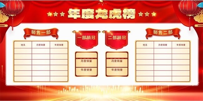 企业年度龙虎榜优秀员工展板