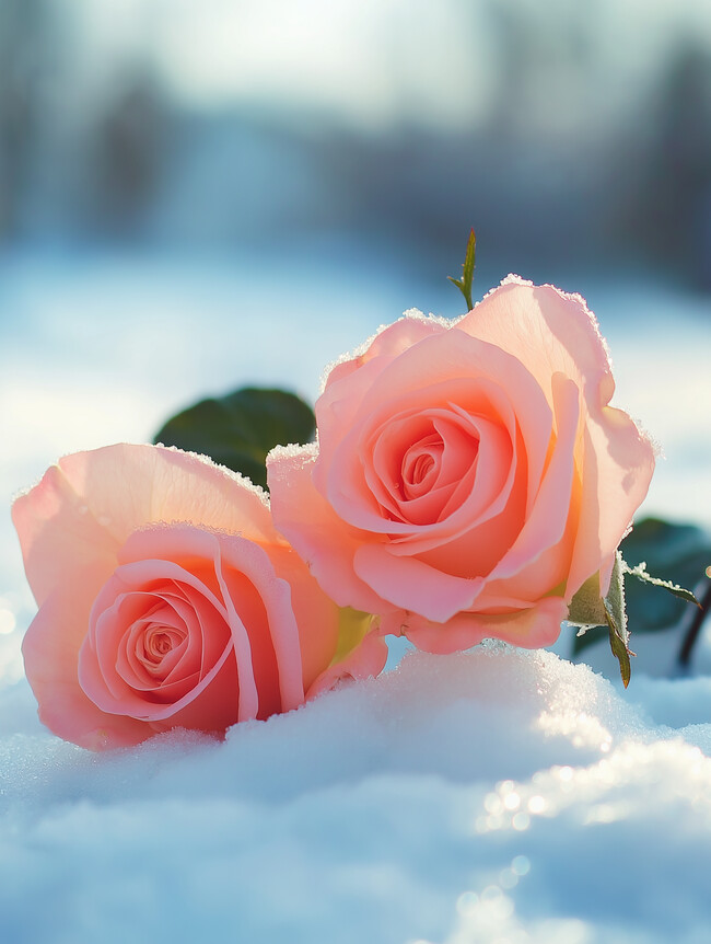 ѩ���ϵķ�ɫõ�����ͼƬ