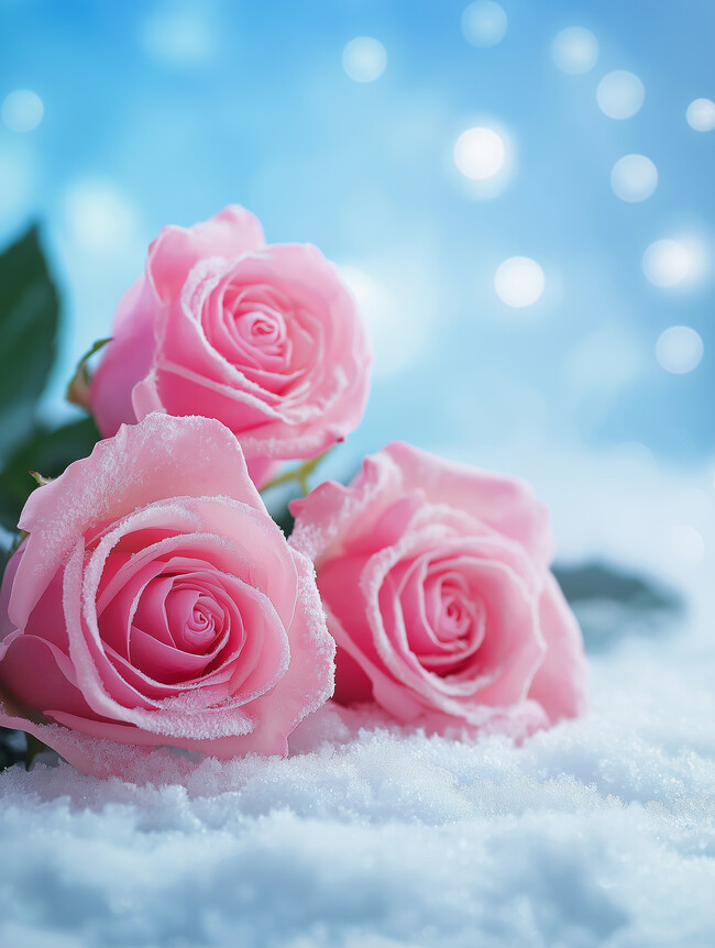 ѩ���ϵķ�ɫõ�����ͼƬ