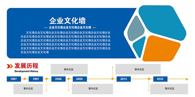 蓝色简约科技创意企业文化墙