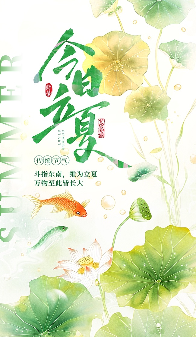 立夏水彩海报图片下载
