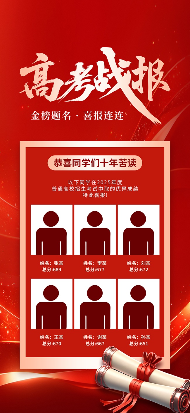 红色金榜题名喜报海报