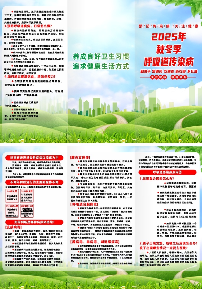 2025秋冬季预防呼吸道传染病知识三折页