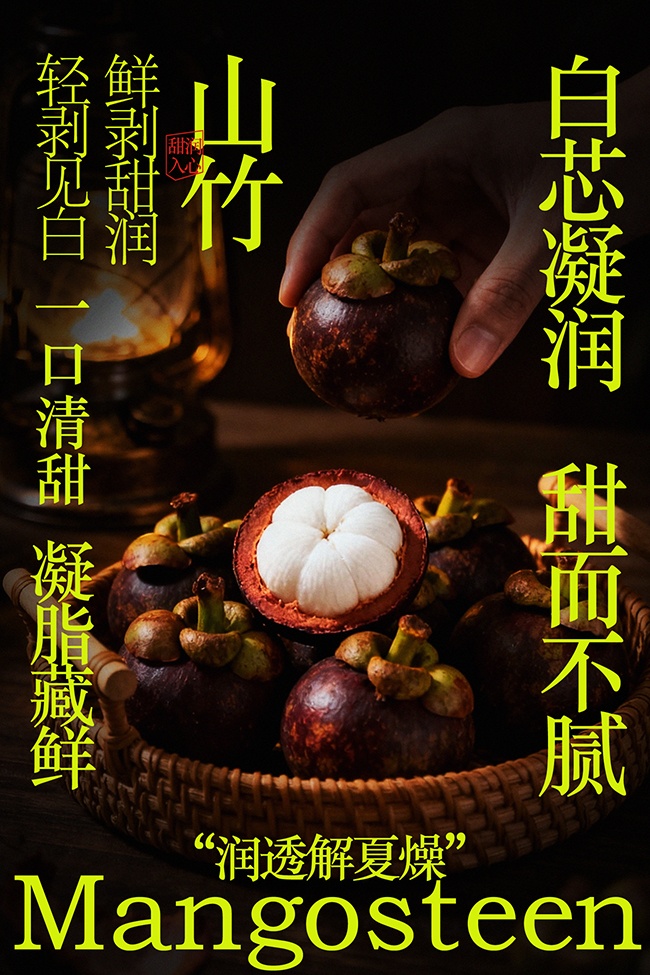 轻剥见白一口清甜山竹水果海报
