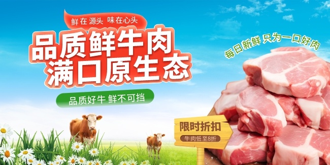 品质鲜牛肉促销展板