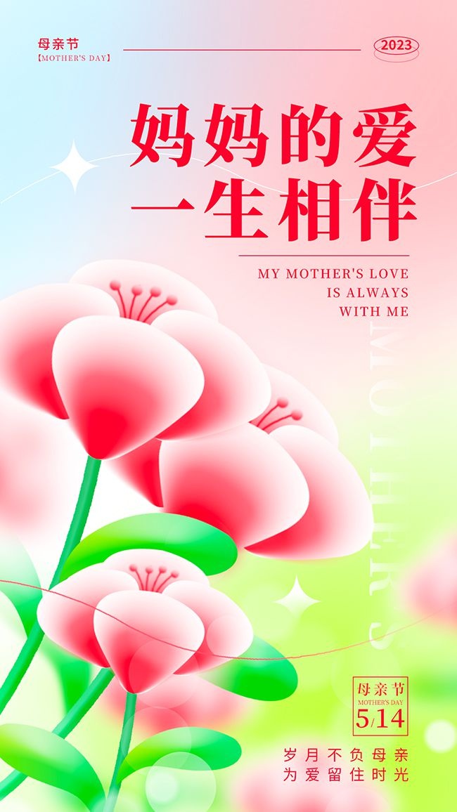 妈妈的爱一生相伴母亲节宣传广告