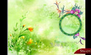 绿色梦幻花纹花卉背景PSD