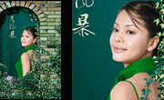 站在墙角的美女
