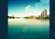 油画感觉的房地产风景效果图