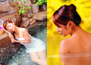 泡温泉的美女