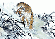 老虎水墨画