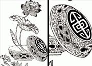 古典荷花素描画